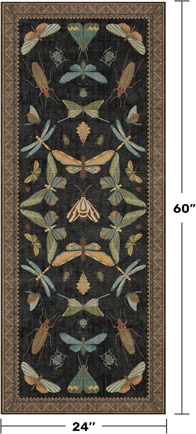 2x5 Black Washable Kitchen Runner Rugs Non Skid Washable - Image 2