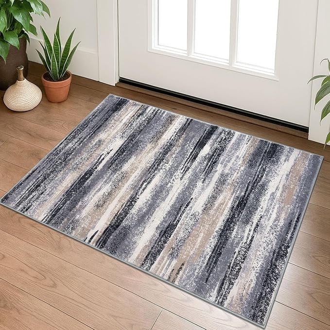 Lansny Modern Abstract Entryway Rug Indoor 2x3 Washable Rug Non-Slip Soft Small by lansny