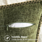 MIULEE Pack of 2 Couch Throw Pillow Covers 18x18 Inch Olive Green Farmhouse - Image 3
