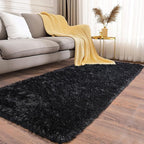 Soft Runner Rugs for Bedroom Hallways, 2 Packs 2x6 Black Fluffy Shag Throw Area - Image 2