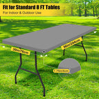 Smiry Elastic Fitted Polyester Tablecloths for 8 Foot Rectangle Tables