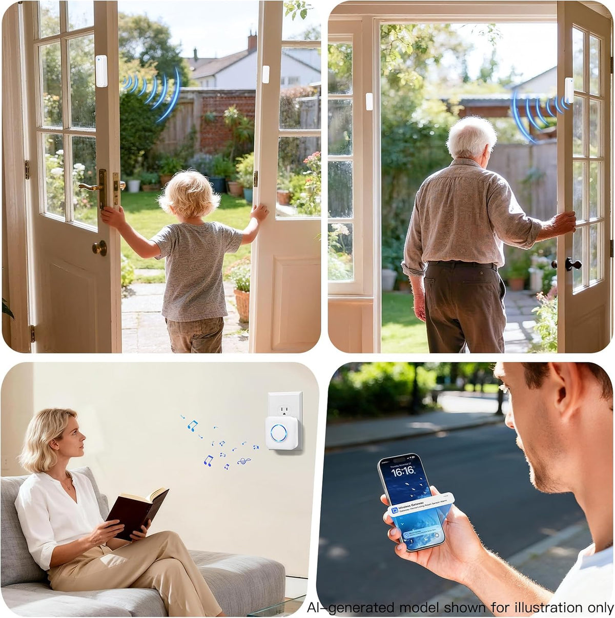 WiFi Door Sensor Chime, Smart Door Open Alert Window Sensor