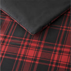 MaiRêve Plaid Queen Comforter Set Red Black 7 Pieces Bed in a Bag