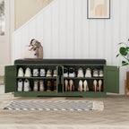 Homleke Shoe Storage Bench, 4 Doors & Thickened Padded Seat Cushion