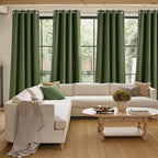 NICETOWN Short Faux Linen Froest Green Blackout Curtains 63 inches Long - Image 4