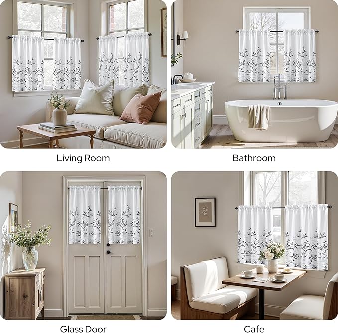 HOMEIDEAS Kitchen Curtains, Short Non-See-Through Privacy 30X36 Inch Length - Image 3