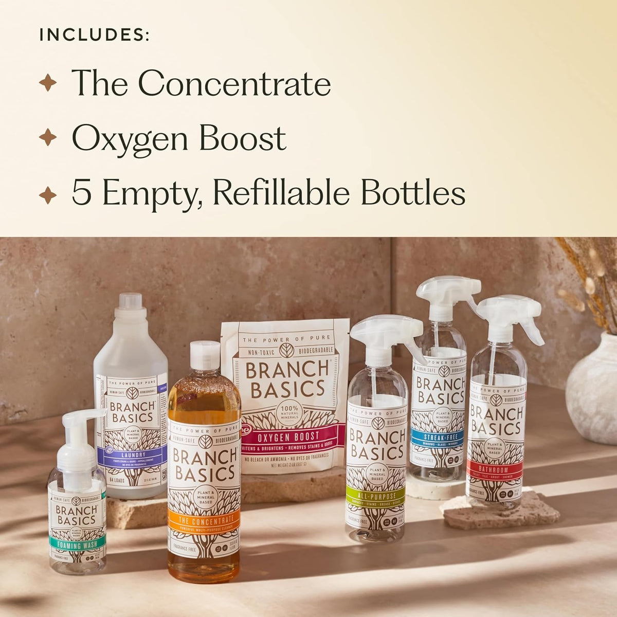 Branch Basics Premium Kit: All-Purpose, Glass, Bathroom, Hand Wash, Laundry