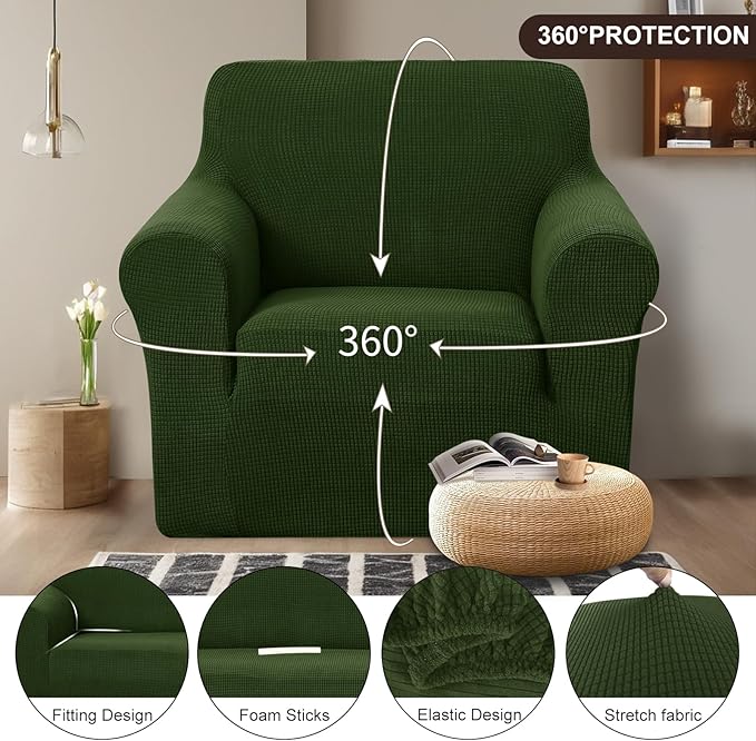 U-NICE HOME Stretch Recliner Chair Cover, Pet Friendly Armchair Slipcover - Image 3