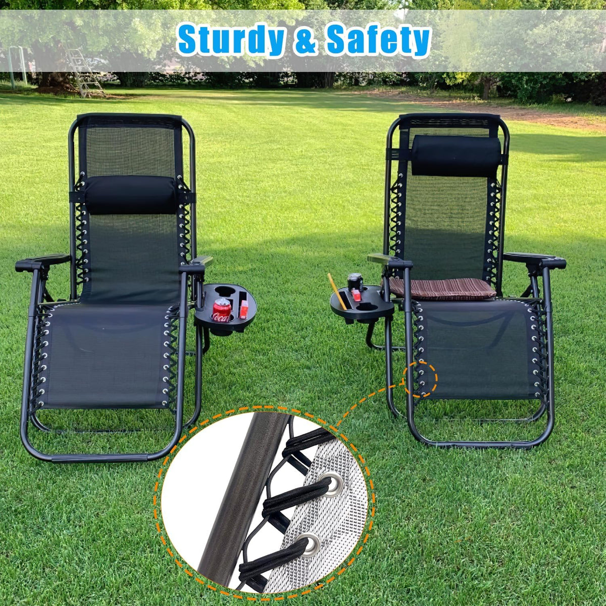 Ostlttyn Zero Gravity Chair Replacement Cord, 8 Pcs Durable Bungee Elastic Laces Replacement Cords for Zero Gravity Chair Lounge Chair Patio Recliner Lawn Chair Repair Kit, Black