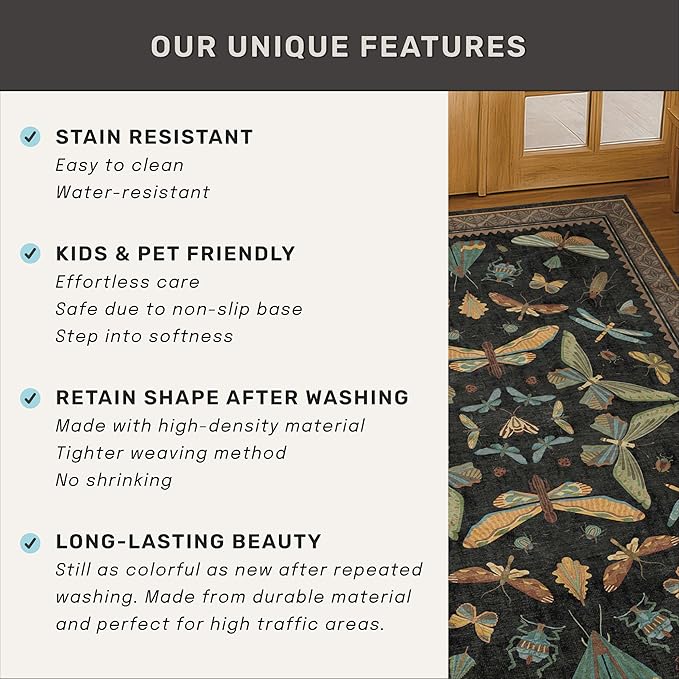 2x6 Black Entryway Runner Rugs Washable Non Slip Runners - Image 7