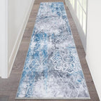 HEBE Hallway Runner Rug 2'x8' Washable Vintage Distressed Area Rugs Non Slip by HEBE