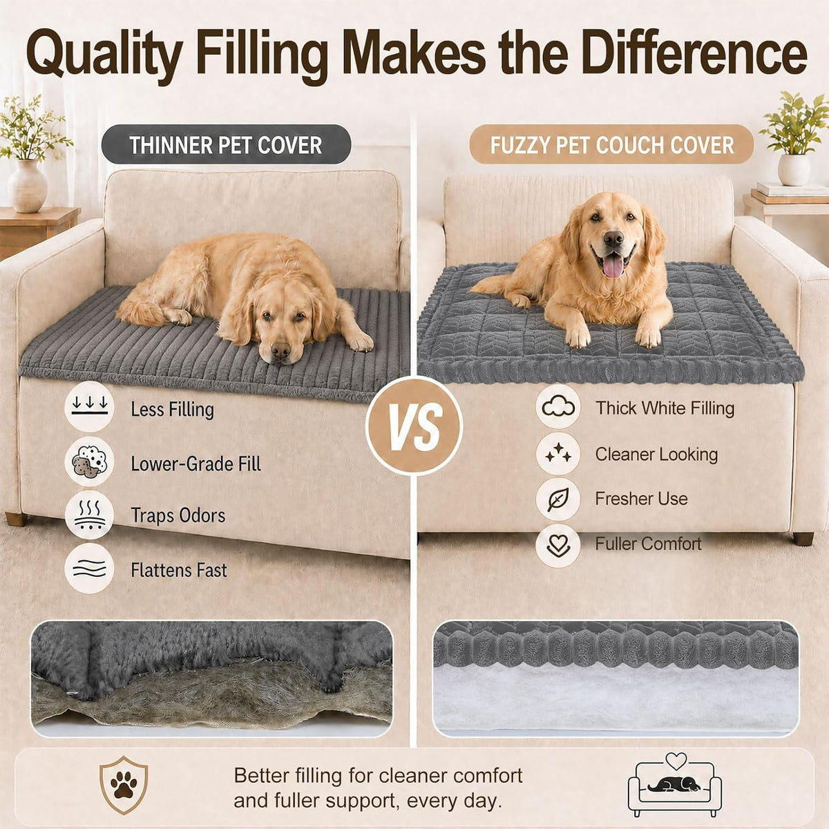 decorUhome Couch Cover for Dogs, Non-Slip Plush Thick Pet Couch Protector