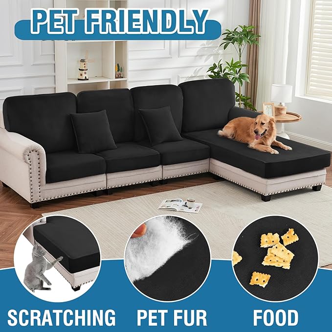 Couch Cover Stretch Velvet Sofa Cushion Cover 3-Piece - Image 4