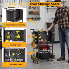 Tool Organizer Cart, 4-Tier with DIY Pegboards & Hooks & Storage Baskets