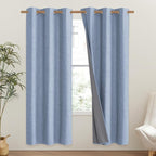 NICETOWN Stone Blue Vintage Linen 100% Blackout Curtains - Image 2