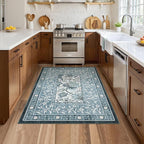 GarveeHome Provence Misty Blue 3x5 Rug Washable Non-Slip Low-Pile Indoor Rugs - Image 3