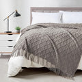 BOURINA Dark Grey Throw Blanket 50 x70 Inches Jacquard Argyle Throw Textured by BOURINA