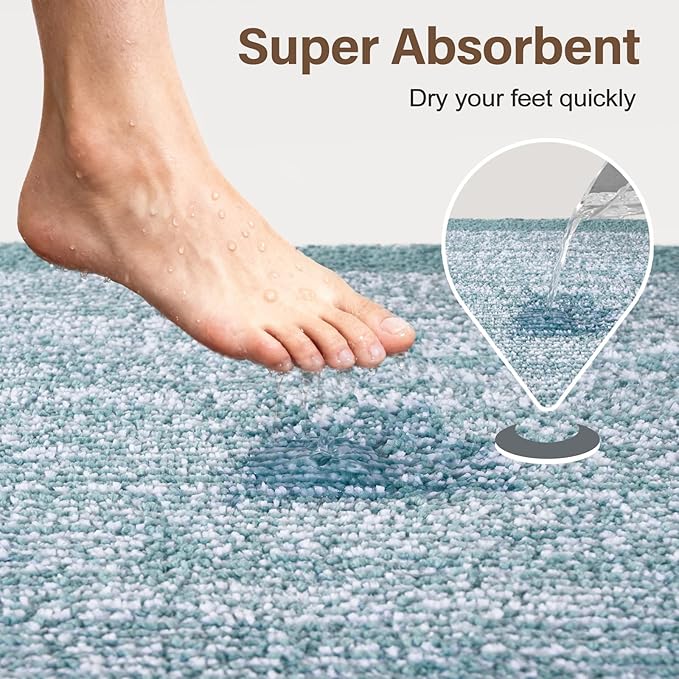 48x32 Large Bathroom Rugs Washable Non Slip, Dusty Blue Bath Mat - Image 7