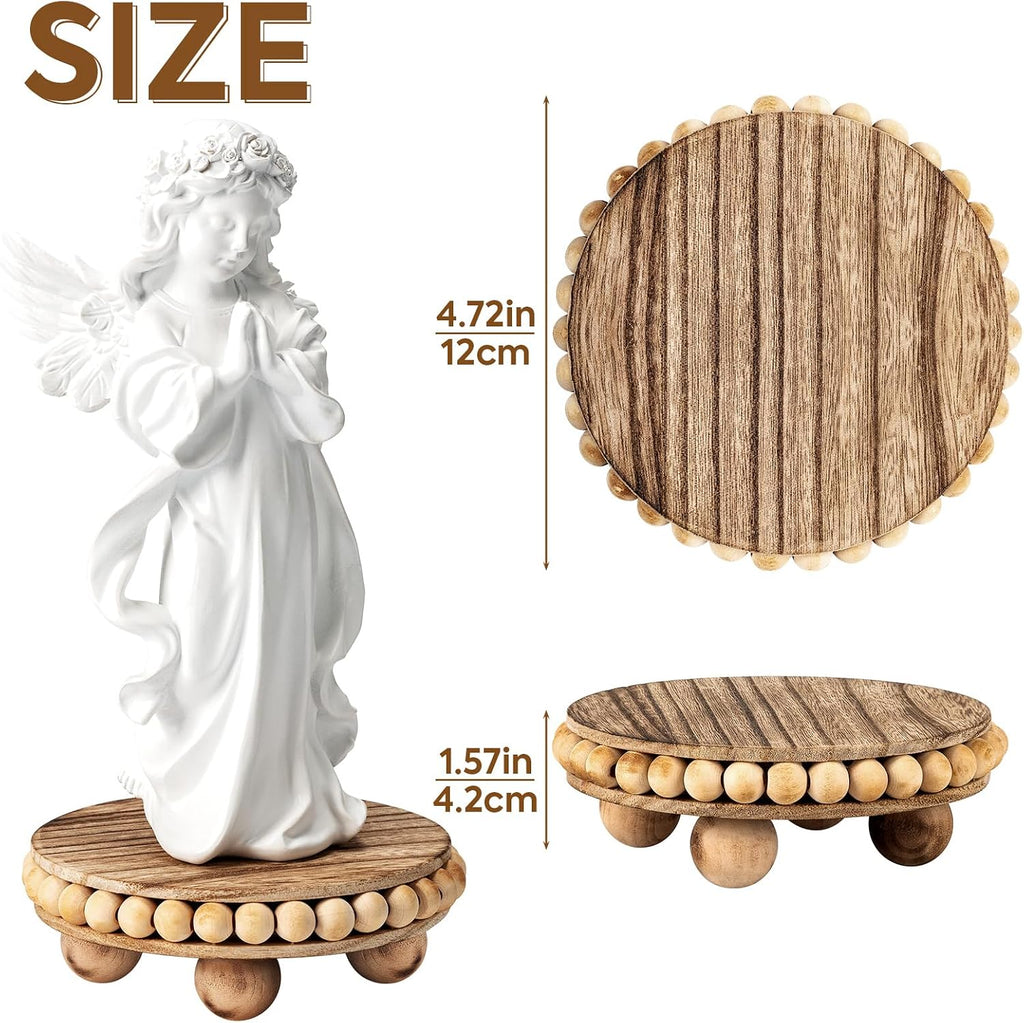HouseJoy 2pcs Wood Risers for Display, Round Stand for Distressed Decor