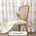 HOMEIDEAS Non-See-Through Gold and White Privacy Sheer Curtains 52 X 96 Inches - Image 4
