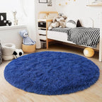 4'x4' Blue Round Rug for Bedroom, Ultra Soft Fluffy Circle Rug for Kids Girls - Image 6