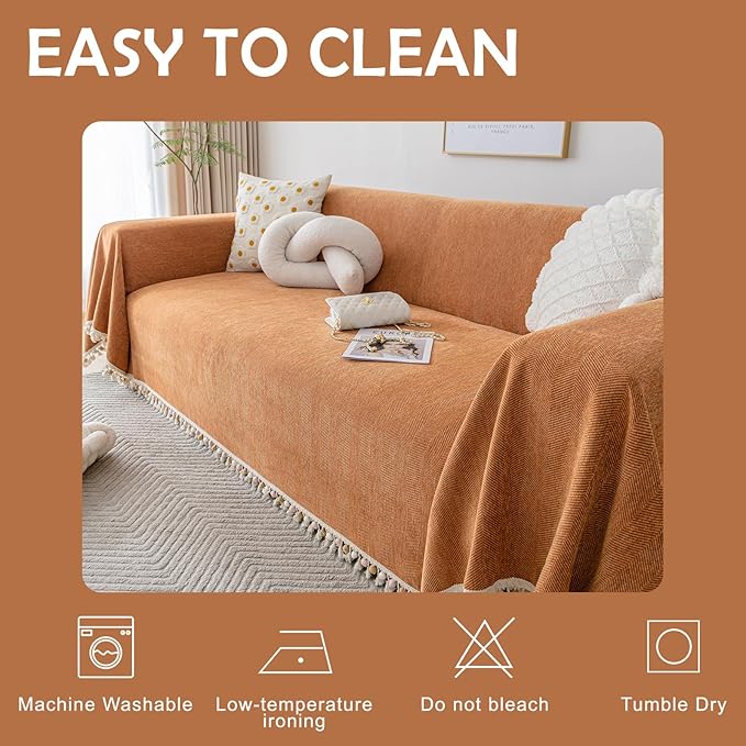HANDONTIME Dark Orange Sofa Covers Couch Cover - Image 7