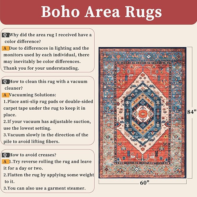 SERISSA Washable Rug 5x7 Boho Area Rugs, Washable Large Rugs - Image 2