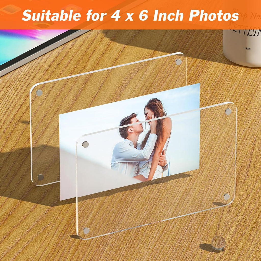 6 Pack Magnetic Picture Frame for Fridge, 4x6 Inch Acrylic Photo Frame