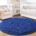 6‘x6’ Blue Round Rug for Bedroom, Ultra Soft Fluffy Circle Rug for Kids Girls - Image 6