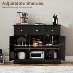 ChooChoo 35.4" Coffee Bar Cabinet with 3 Drawers and 2 Doors, Black