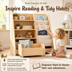 Kids Bookshelf and Toy Storage - Wooden Toddler Book Shelf with Drawer