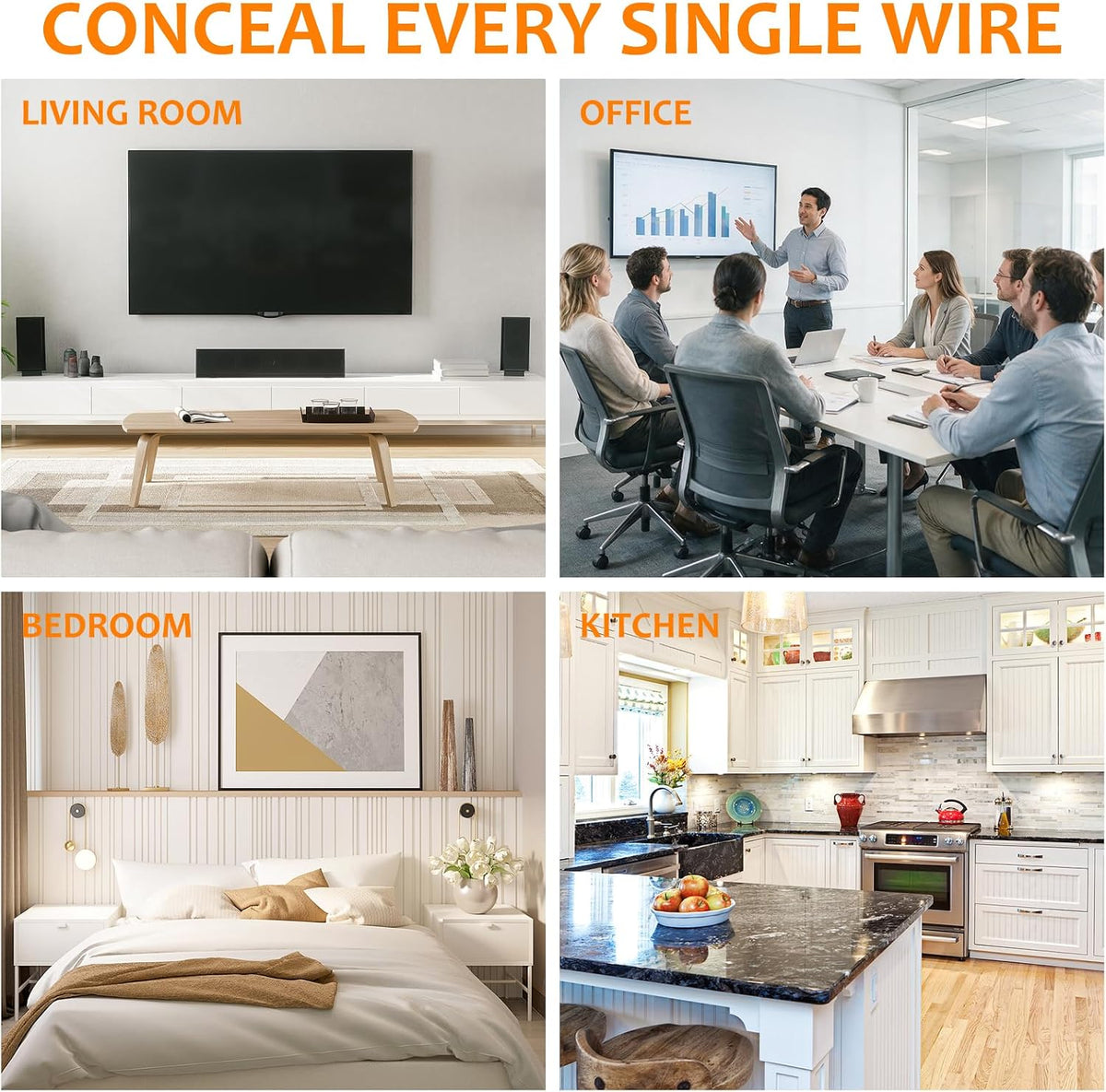 in-Wall Cable Management Kit with Recessed Outlet, 2 AC Outlets