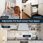ROOHUA Pot and Pan Lid Organizer Rack for Under Cabinet, 12"-23" Expandable