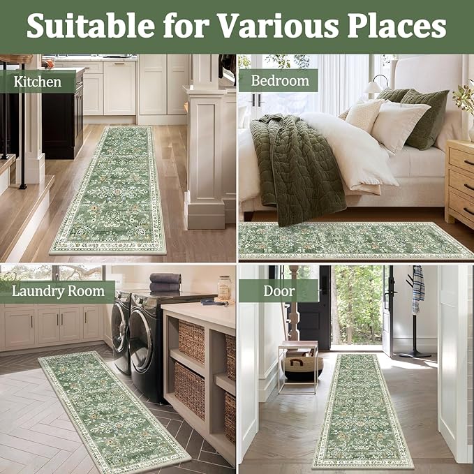 Yamaziot Washable Runner Rug 3x6 – Floral Non Slip Boho Hallway Runner Rug - Image 5