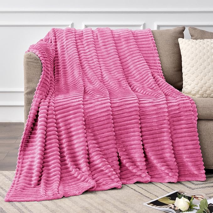 BEDELITE Fleece Throw Blanket for Couch – 3D Ribbed Jacquard Soft and Warm - Image 2