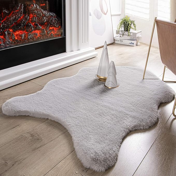 Ashler HOME DECO Ultra Soft Faux Rabbit Fur Chair Couch Cover Area Rug by AshlerHomeDeco
