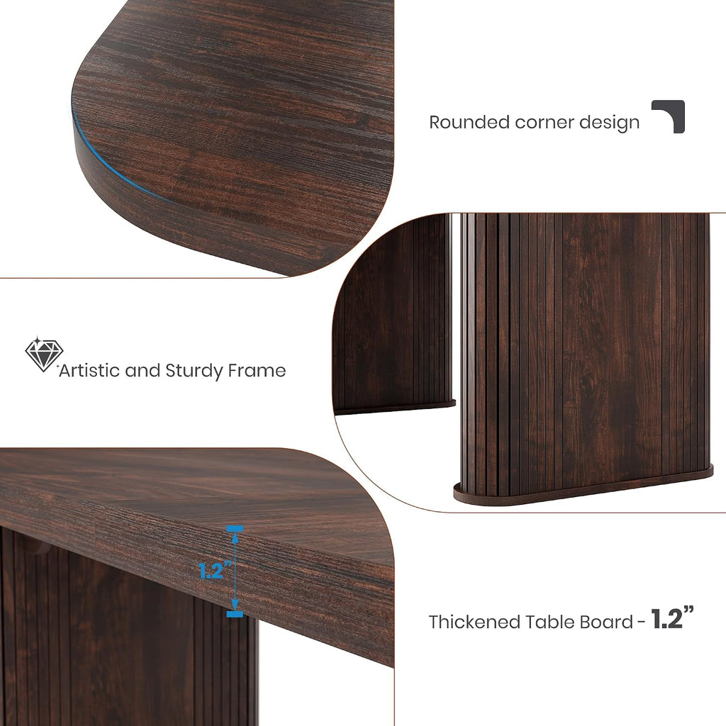 Garvee Dining Table for 6-8 People - 62" Long Kitchen Table, Black Walnut