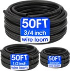 Wire Loom 1/4", 1/2", 3/8 Inch x 50 FT, Split Wire Loom Tubing Wire Conduit, Cable Sleeves Bulk Flexible Electrical Conduit Protective kit