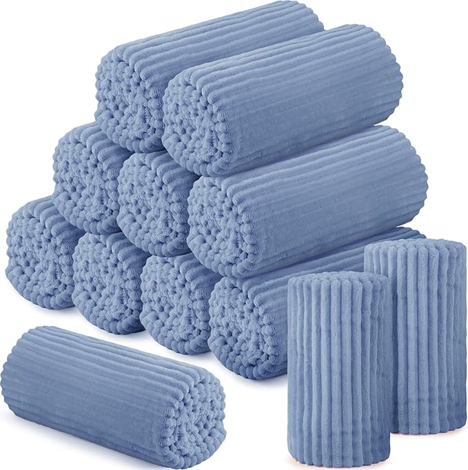 Buryeah 12 Pcs Flannel Throw Blanket Bulk 50 x 60 in Sleepover Blanket Outdoor by Buryeah
