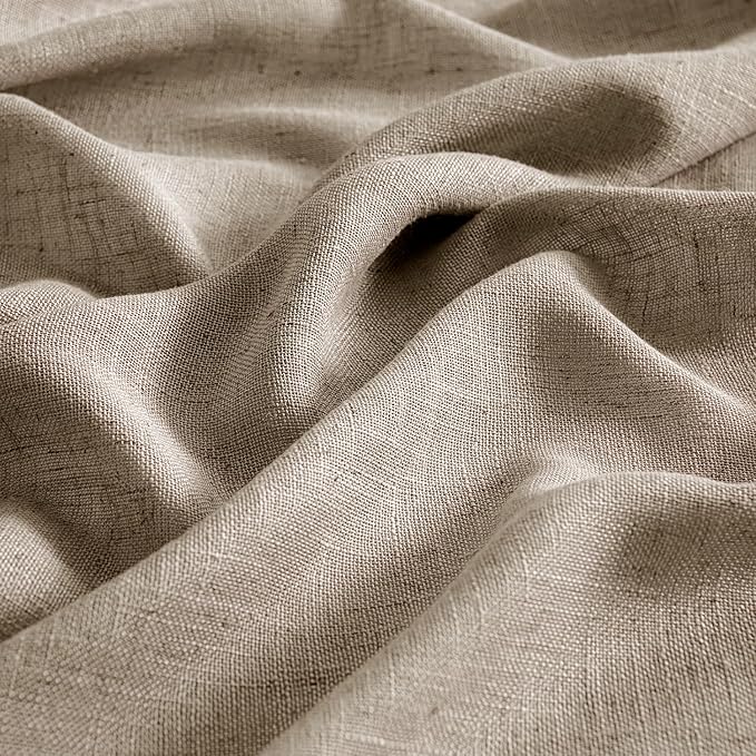 MIULEE Taupe Grey Linen Curtains 45 Inch Length 2 Panels - Image 4