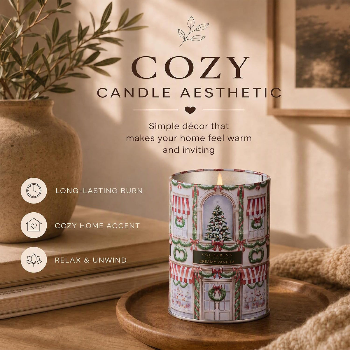 COCORRÍNA Creamy Vanilla Scented Candle for Home, 11.29 oz