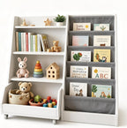 Kids Bookshelf and Toy Storage - Wooden Toddler Book Shelf with Drawer