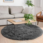 Grey Round Rugs 5Ft for Living Room Bedroom Aesthetic, Fluffy Fuzzy Shag Shaggy - Image 7