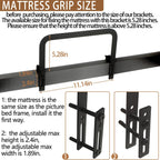 2Pcs Mattress Slide Stopper for Metal Bed Frame(H5.2in) Retainer Bar Holder Gripper Keeping Mattress from Sliding for Foot of Adjustable Beds Rv Grippers