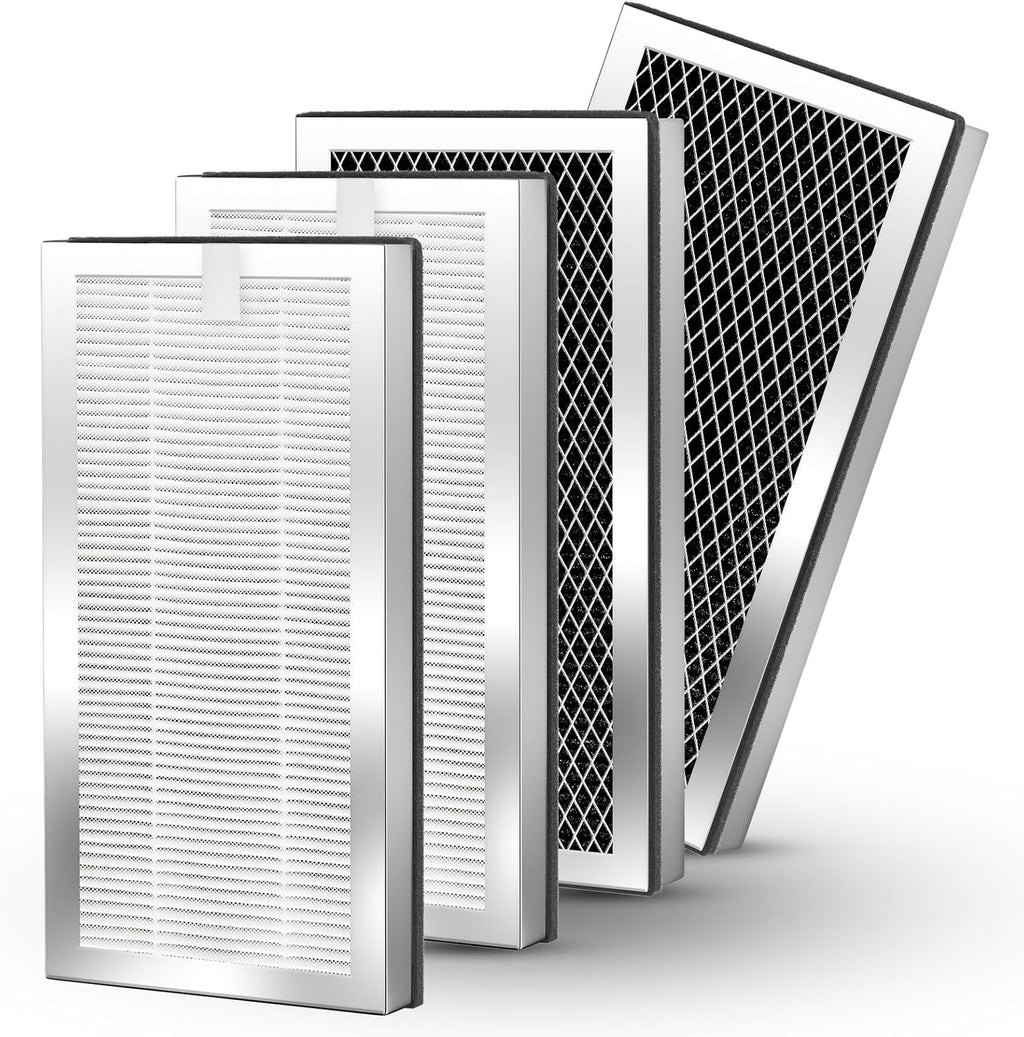 Air Purifier Replacement Filters 4 Pack Compatible with 25 Series Air Purifier Filter S1/W1/B1,3-in-1 Filters H13 True HEPA and Activated Carbon Filters Compatible with Series Air Purifier