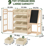 Multifunctional Toy Storage Organizer with Chalkboard: 4-in-1 Design