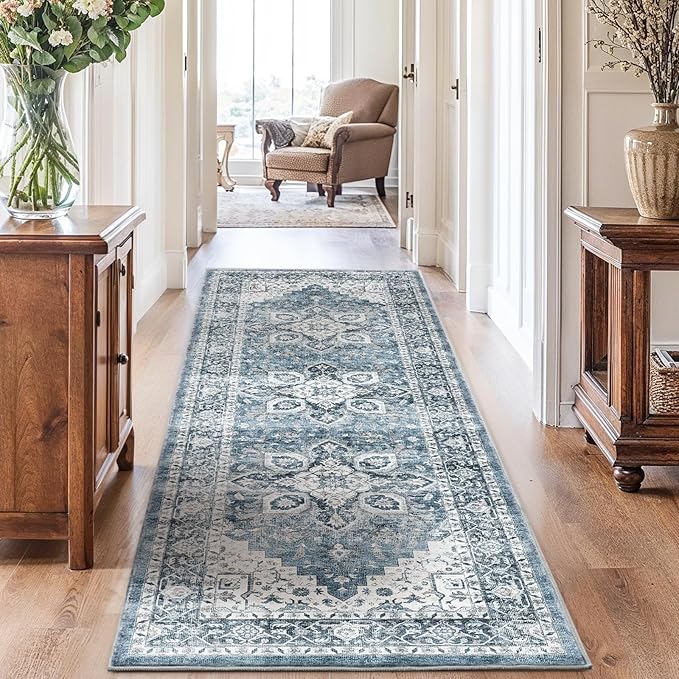 AMADA HOMEFURNISHING 2'6"x10' Washable Area Rug, Low-Profile Entryway Rug - Image 7