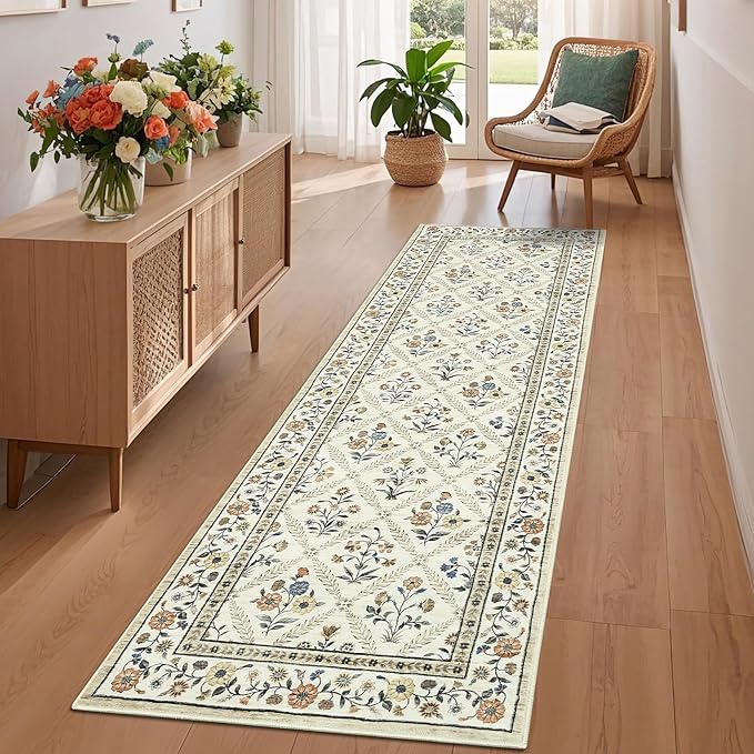 Washable Kitchen Runner 2x6 Non-Slip Floral Carpet Runner - Image 2