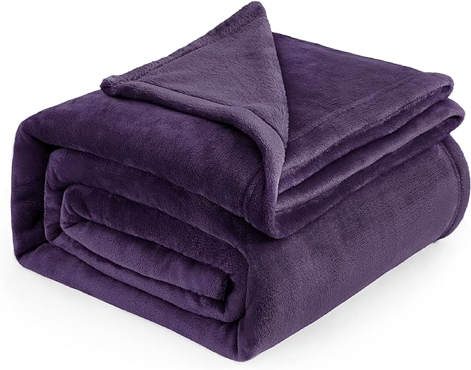 Bedsure GentleSoft Fleece Blankets Queen Size Purple by BEDSURE