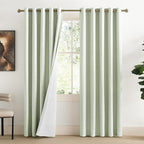 NICETOWN Sage Green High-End Thermal Flax Linen Curtains, Full Blackout Privacy by NICETOWN